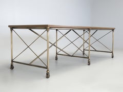 Old Plank Industrial Inspired Dining Table Bronze, Brass and Walnut