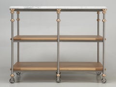 Old Plank Stainless Steel, Bronze and Marble Kitchen Island, Available Any Size