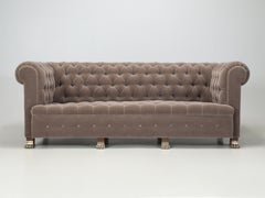 Old Plank's Classic English Chesterfield Sofa with Bronze Lion Paw Feet Sold COM