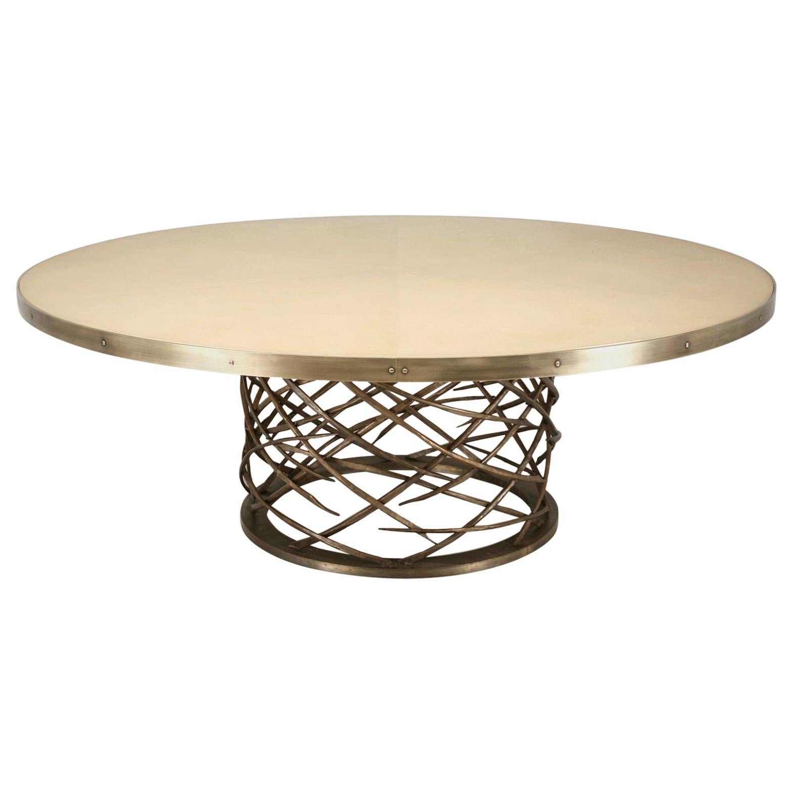 Old Plank's Handmade Woven Solid Bronze Table Base Available in Any Diameter