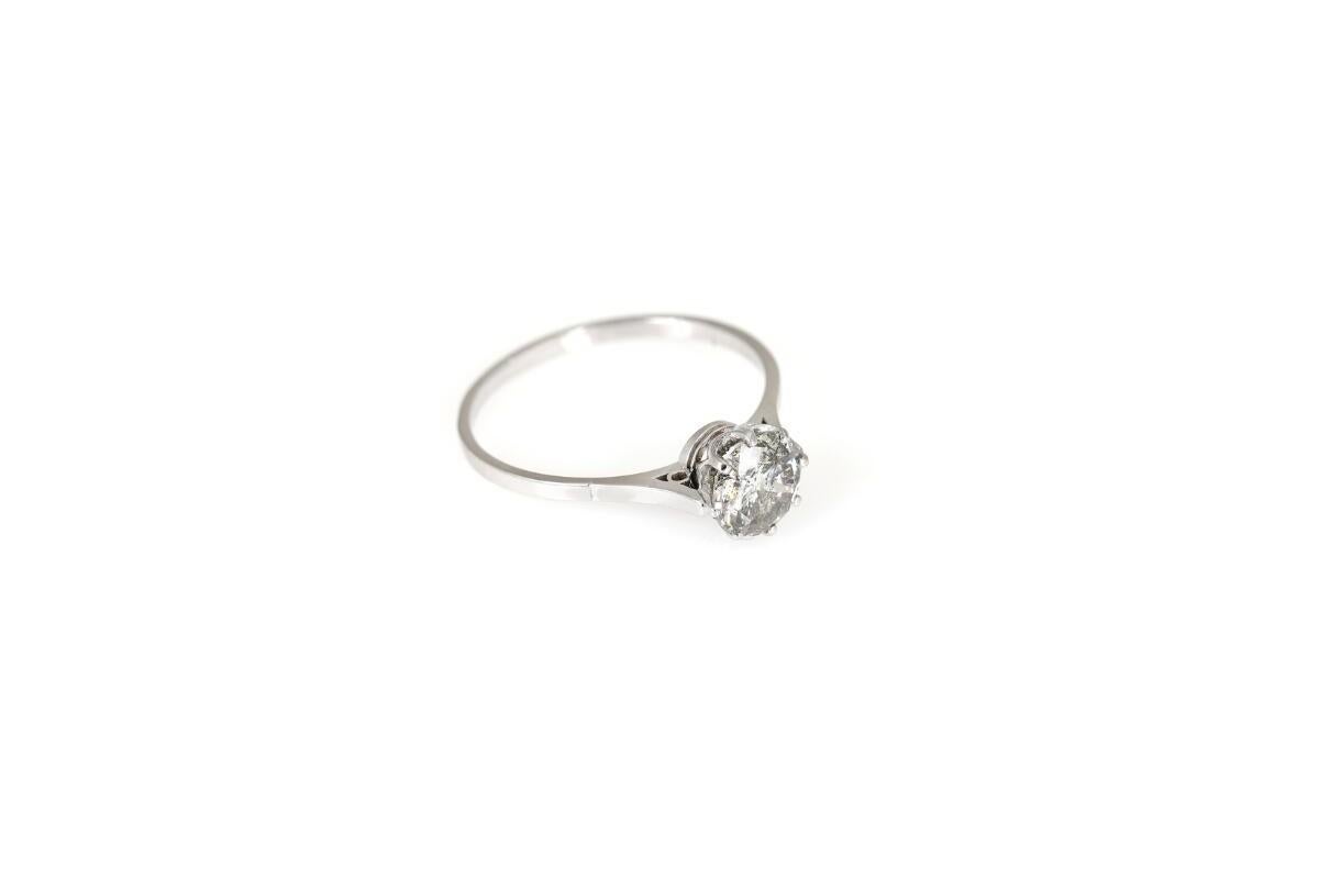 Old platinum ring with an old-cut diamond 1.35ct For Sale 1