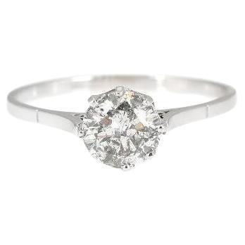 Anillo antiguo de platino con un diamante talla antigua 1,35ct en venta