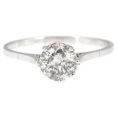 Antique Old platinum ring with an old-cut diamond 1.35ct