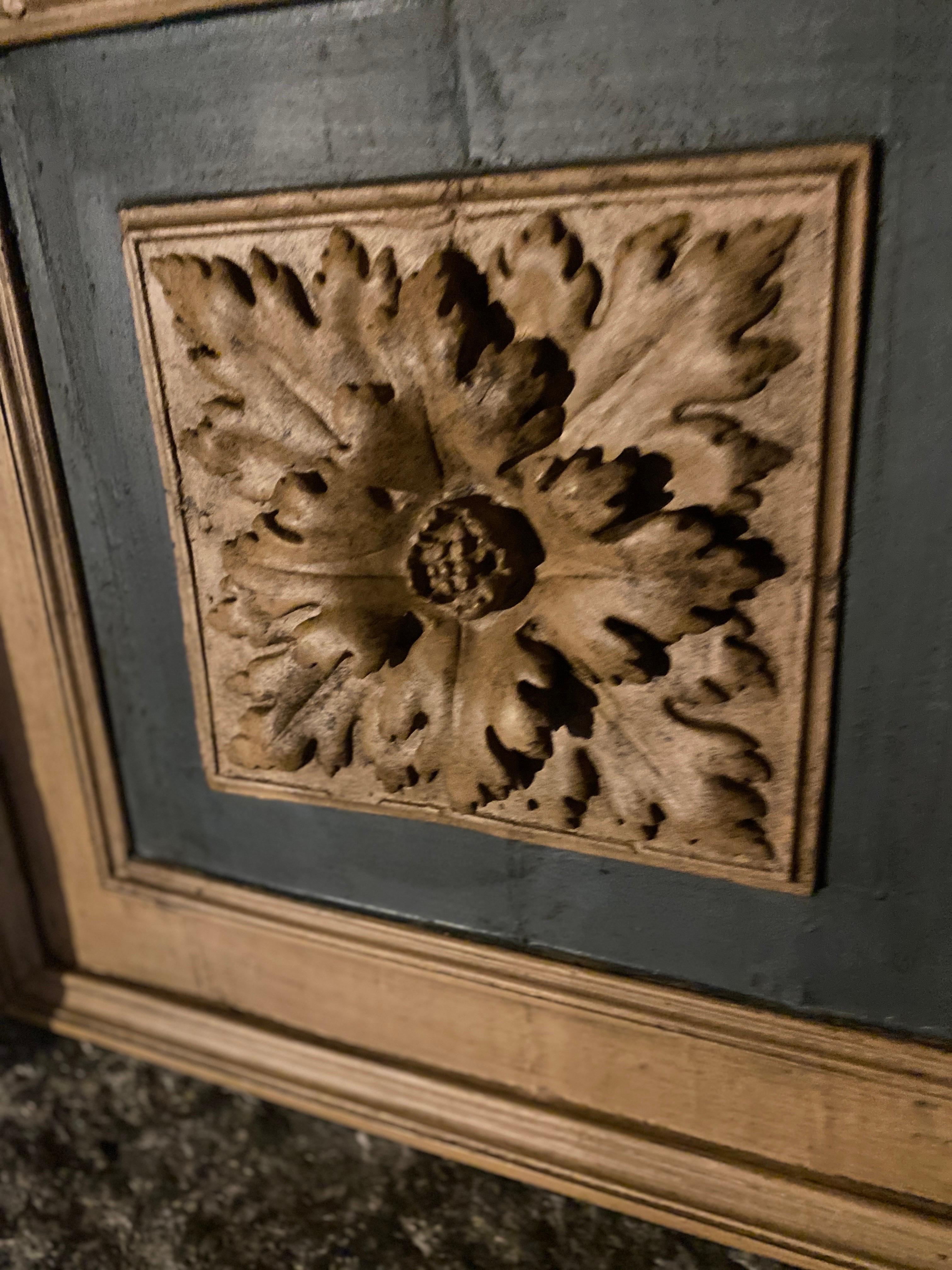 19th Century old polychrome wooden coffered ceiling tiles dating from the 19th century For Sale