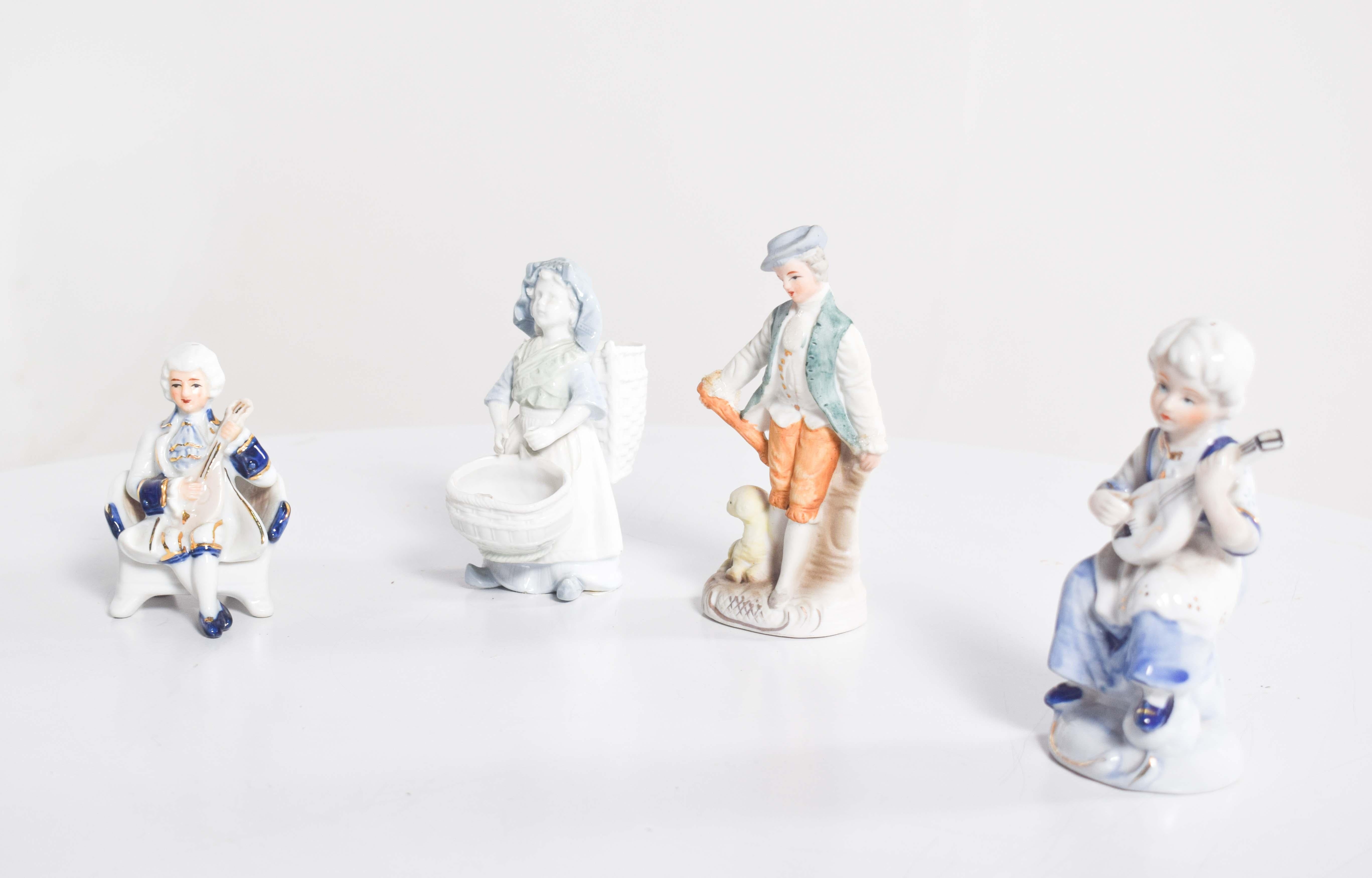 20th Century Old Porcelain Decorative Figures, Set of Four For Sale