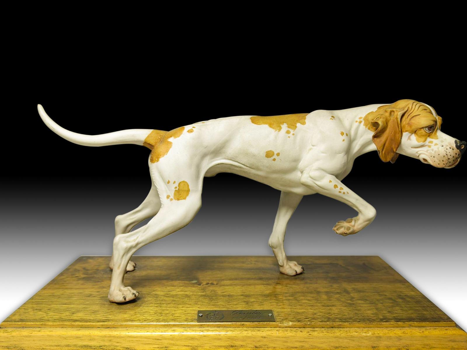 English Old Porcelain Pointer, Early 20th Century For Sale