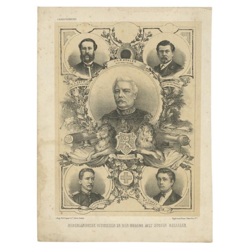 Old Portrait Dutch Officers Who Died in the Aceh War in the Dutch East Indies For Sale
