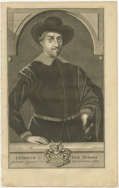 Old Portrait of Anthony Van Diemen, Governor of the Dutch East Indies, 1726
