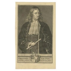 Antique Old Portrait of Christoffel Van Swoll, Governor-General of the Dutch East Indies