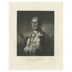 Antique Old Portrait of George Washington, the First President of the US, 1890