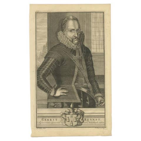 Old Portrait of Gerrit Reynst Governor-General of the Dutch East Indies, 1726