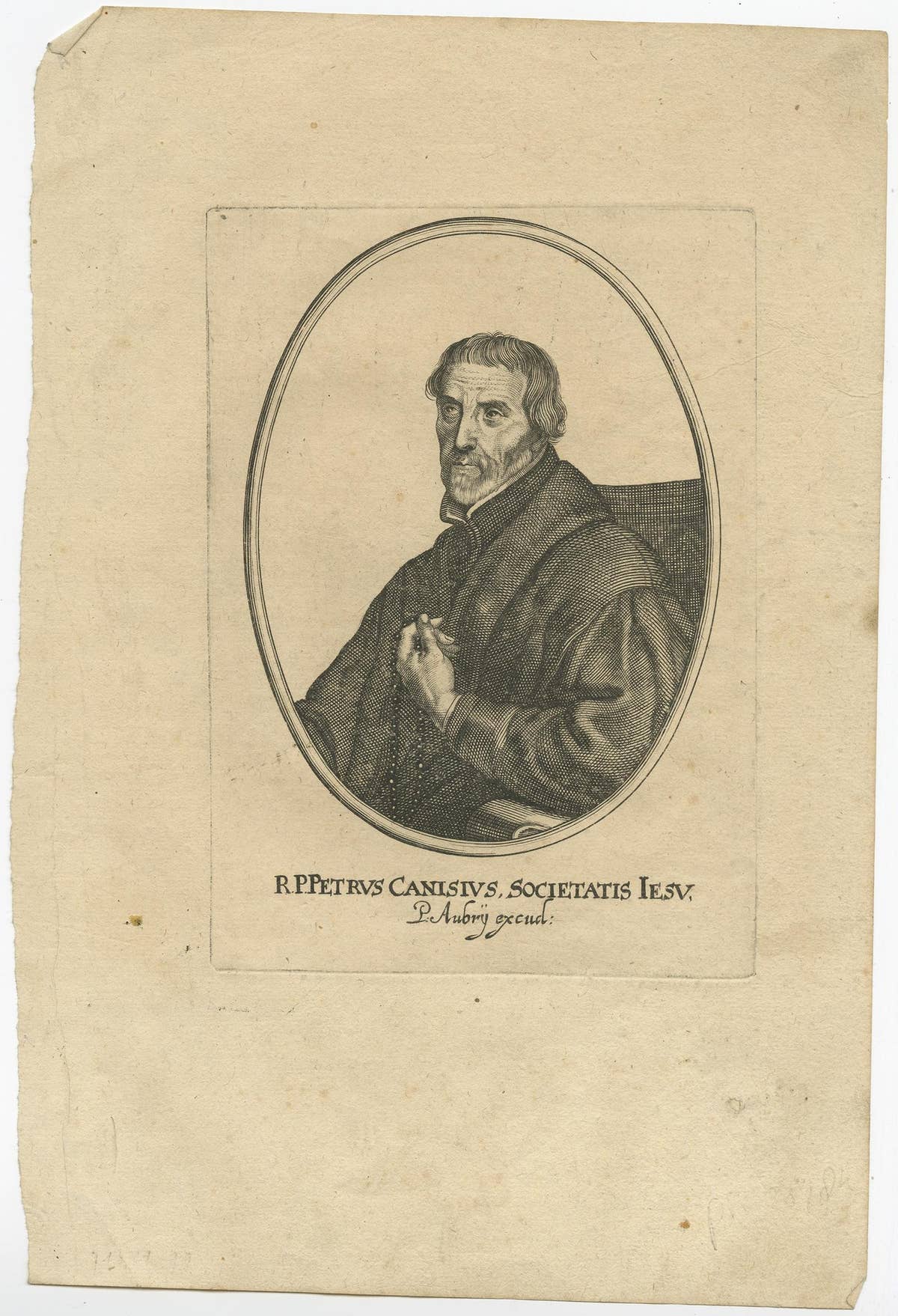 Old Portrait of Peter Canisius, a Renowned Dutch Jesuit Catholic Priest, Ca.1650