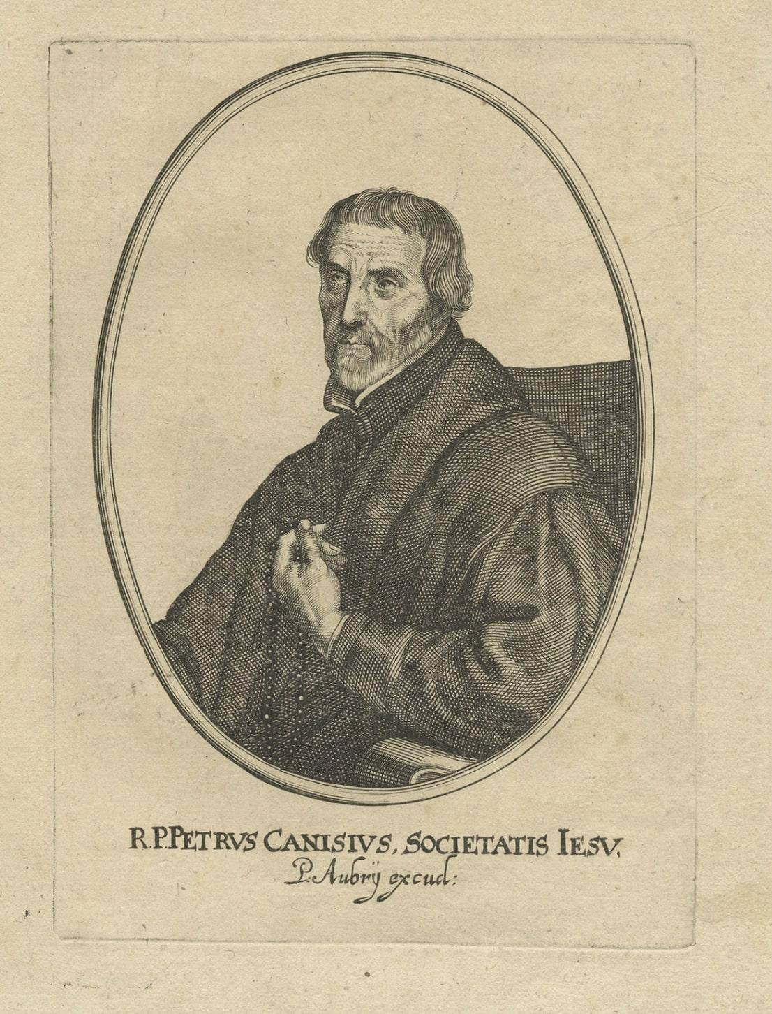 Old Portrait of Peter Canisius, a Renowned Dutch Jesuit Catholic Priest, Ca.1650