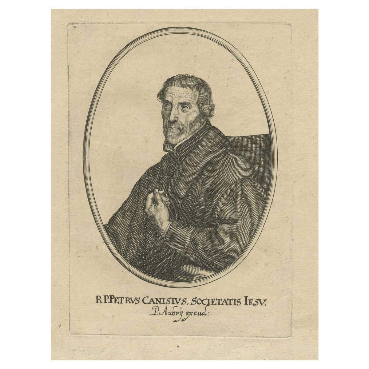 Old Portrait of Peter Canisius, a Renowned Dutch Jesuit Catholic Priest, Ca.1650