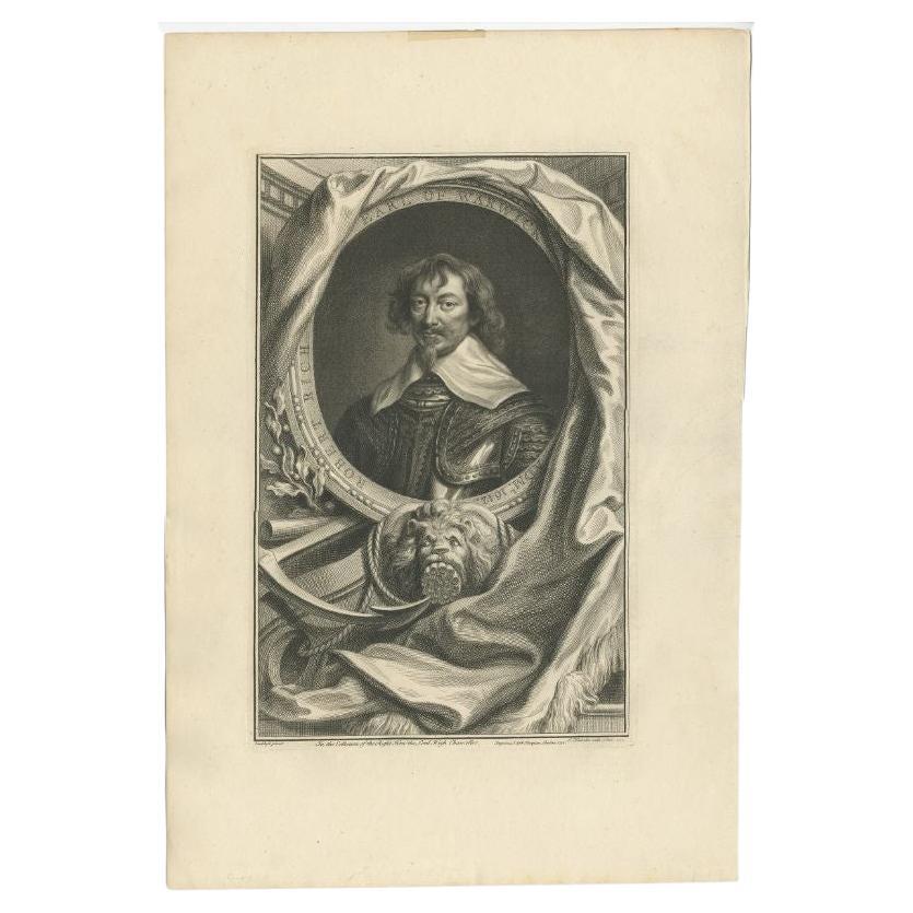 Ritratto antico intitolato 'Robert Rich, conte di Warwick'. Robert Rich, secondo conte di Warwick (1587-1658) amministratore coloniale inglese, ammiraglio e puritano. Questa stampa proviene da 