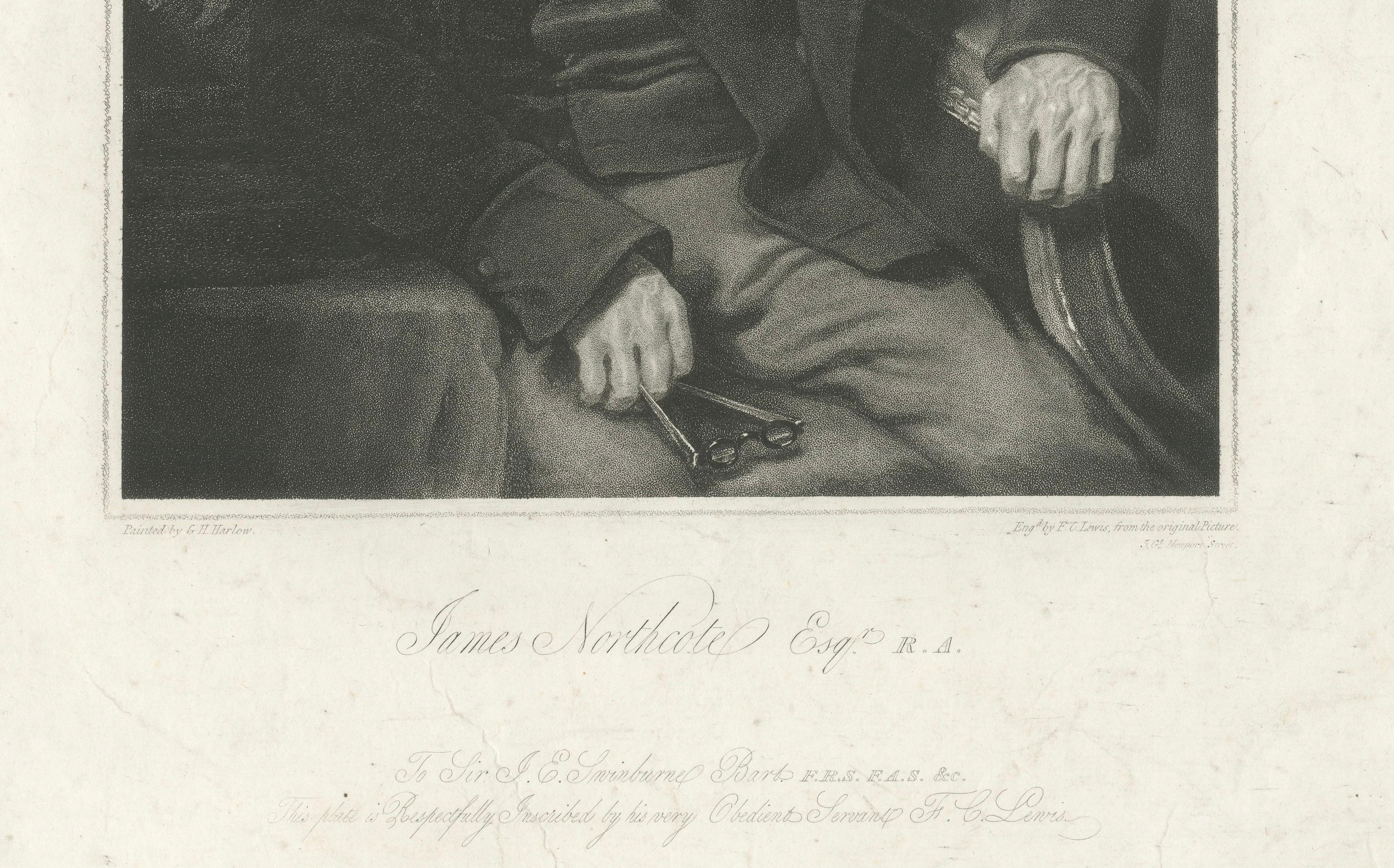 Retrato antiguo - James Northcote R.A. por F.C. Lewis después de G.H. Harlow - 1824 en Bastante bueno estado para la venta en Langweer, NL