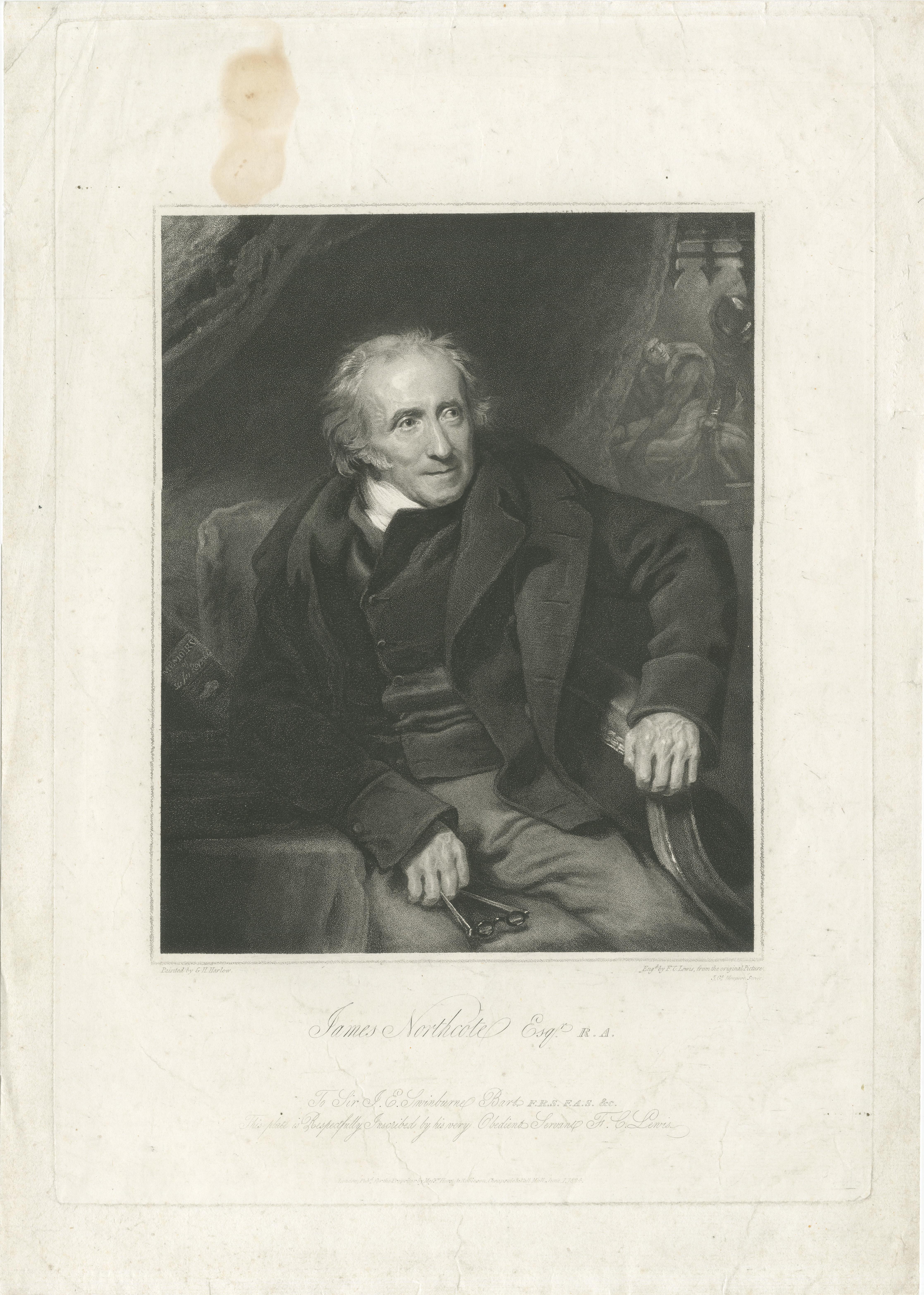 Retrato antiguo - James Northcote R.A. por F.C. Lewis después de G.H. Harlow - 1824 en venta 2