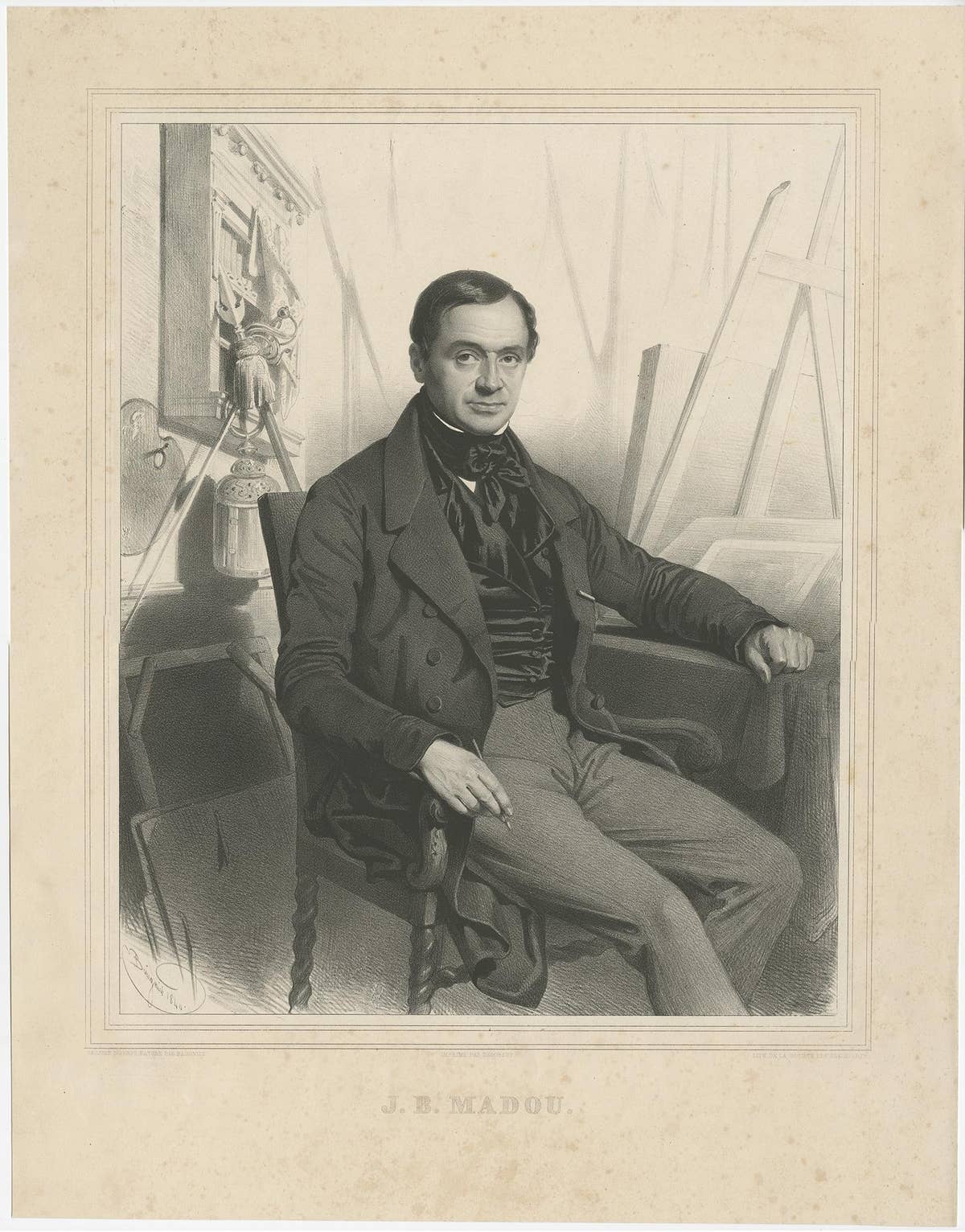 Old Portret of Jean Baptiste Madou, Painter, Etcher & Pioneer Lithographer, 1842