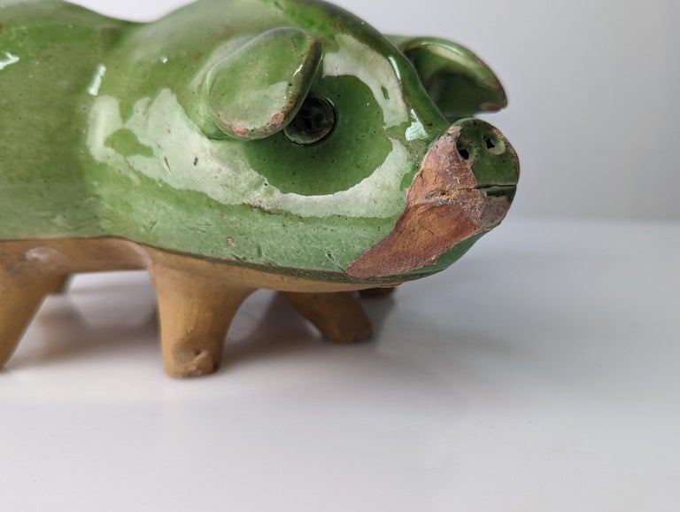Old Pottery Glazed Pigs Center For Sale 6