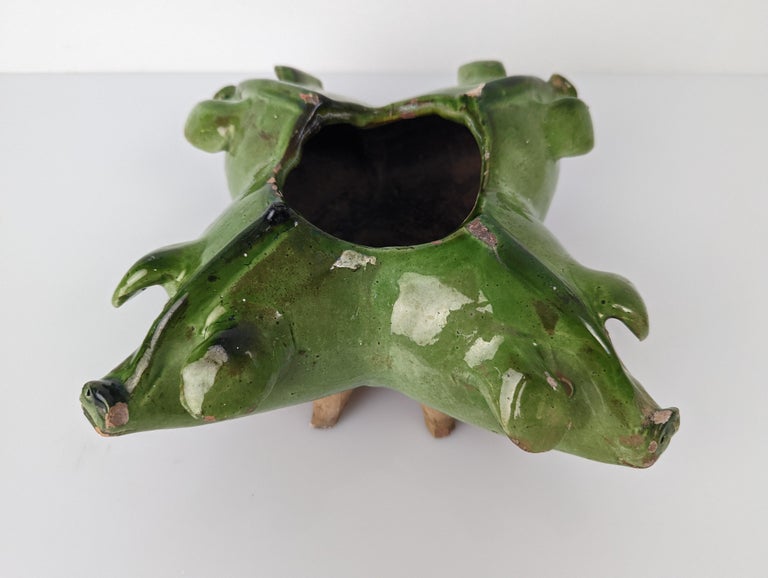 Old Pottery Glazed Pigs Center For Sale 7