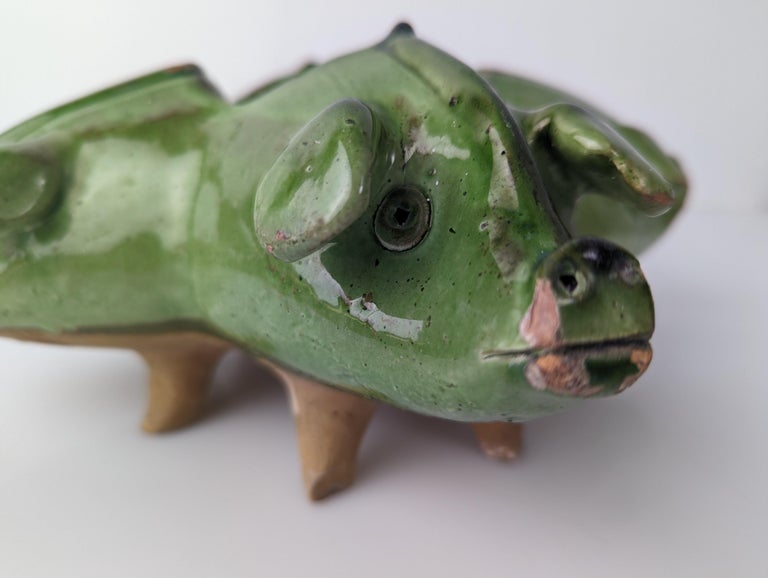 Old Pottery Glazed Pigs Center For Sale 11