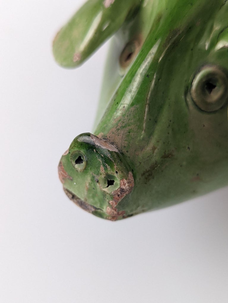 20th Century Old Pottery Glazed Pigs Center For Sale
