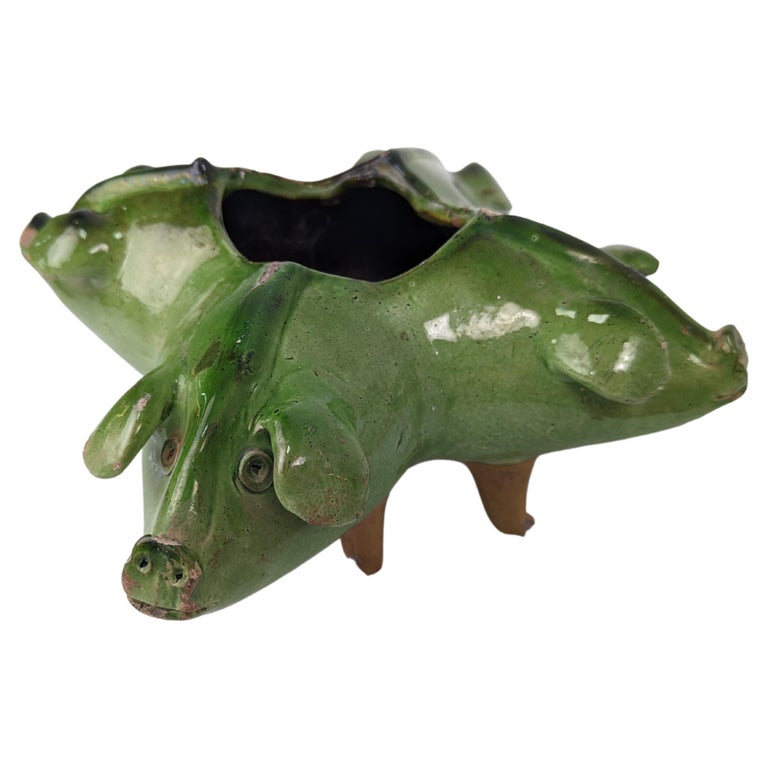 Old Pottery Glazed Pigs Center For Sale