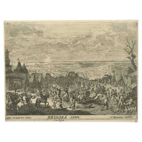 Old Print After A Painting in the Gallery of Paintings, Vienna, Austria, ca.1730