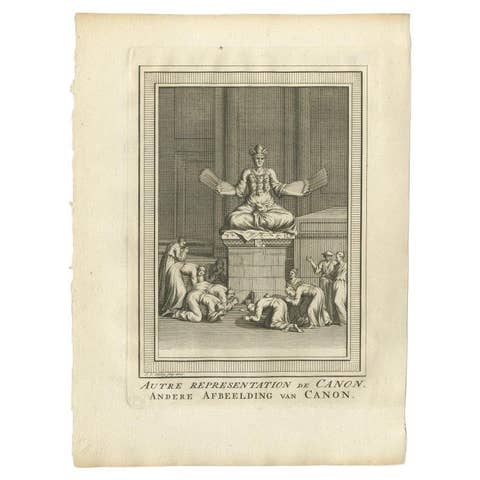 Old Print Depicting Deity Canon, Japan, Van Schley, 1758