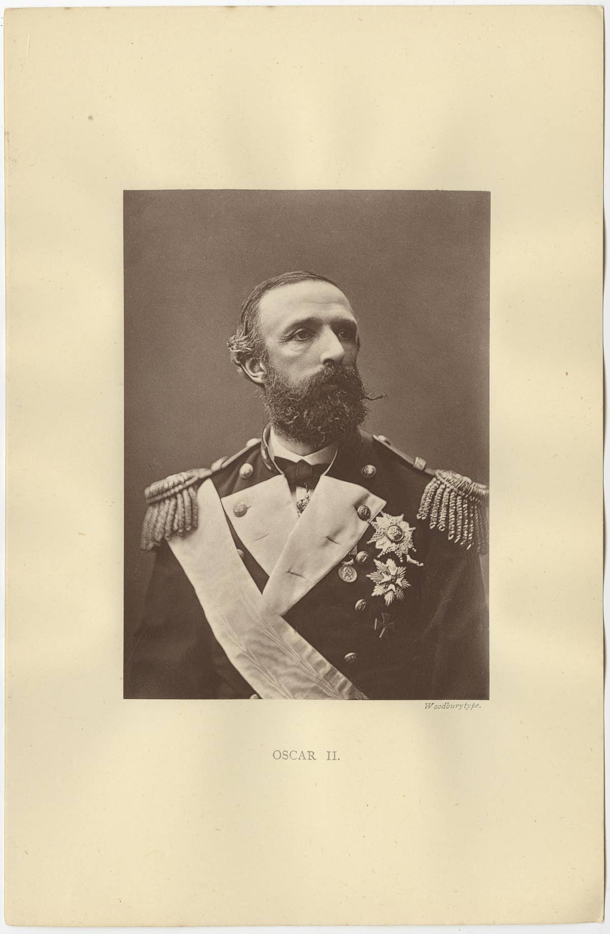 Old Print Depicting King Oscar II Of Sweden, ca.1870
