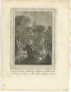 Old Print Depicting the Buddhist Festival of Souls 'Obon', 1758