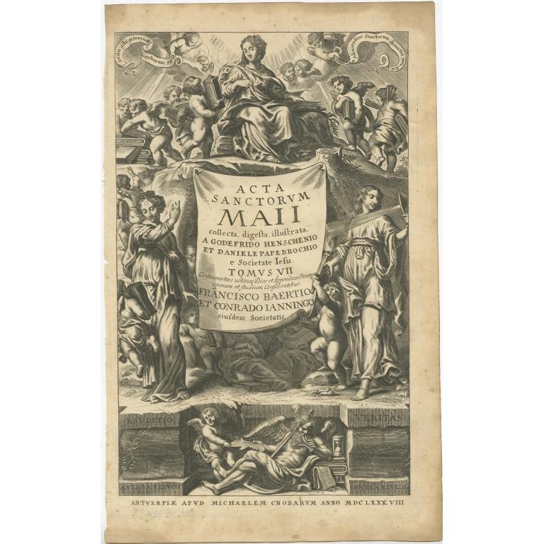 Old Print Depicting Various Religious Figures of 'Acta Sanctorum', 1688 For Sale