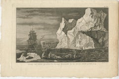 Old Print from Capt. Cooks Travels with Boats and a Ship in the South Sea, 1803