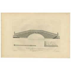 Ancienne estampe d'un pont du Kimpton Hoo à Kimpton, Hertfordshire, Angleterre, vers 1770