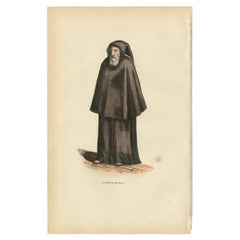 Old Print of a Capuchin in Coat, a Religious Order of Franciscan Friars, 1845