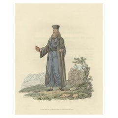 Ancienne gravure d'un prêtre grec de Cattaro. Aujourd'hui encore, Kotor, Montenegro, 1804