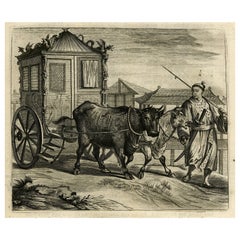 Old Print of a Large Procession of the Emperor's Niece in Japan, 1669