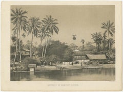 Old Print of a Mosque in a Kampung Java or Village of Javanese, Indonesia, 1874