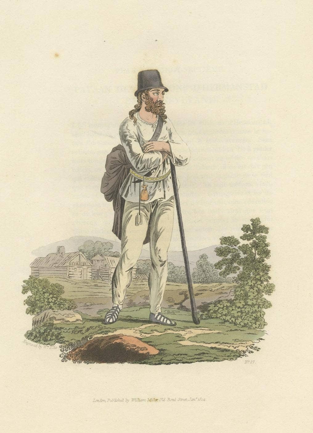 Old Print of a Peasant of Hermannstadt 'Sibiu', Transylvania, 1804