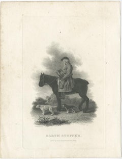 Old Print of an Earth Stopper, Who Stops Up Fox Holes Prior to a Hunt, 1801