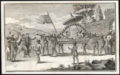 Old Print of an Indian Nobleman and Noblewoman in a Sedan Chair, 1782