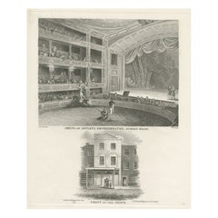 Old Print of Astley's Amphitheatre, South of Westminster Bridge, London, 1815