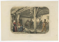 Old Print of 'Beugelen', One of the Oldest Ball Sports in The Netherlands, 1857