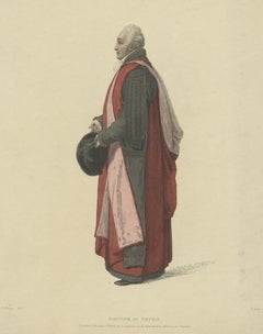 Old Print of Doctor in Physic Sir Christopher Pegge, in Convocation Dress, 1813