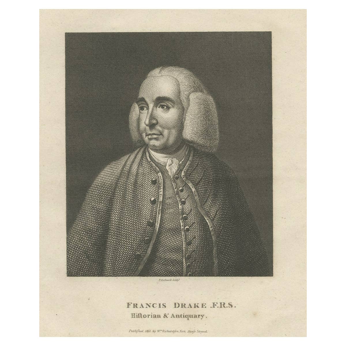 Old Print of Francis Drake, an English Antiquary and Surgeon, 1812