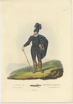 Old Print of Genoese Armour of Genoese Crossbowmen, 1842