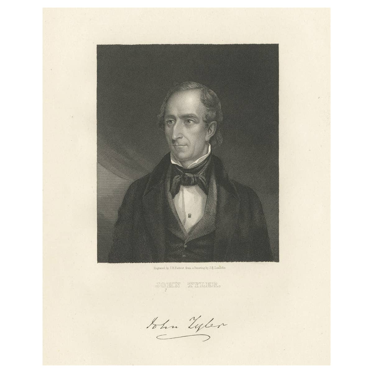 Old Print of John Tyler, the Tenth President of the United States, ca.1865