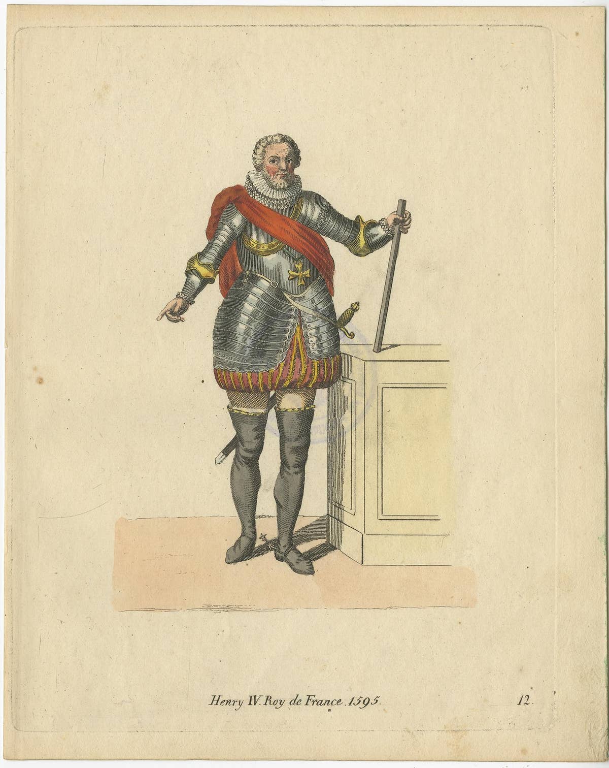 Old Print of King of France Henry IV or Good King Henry or Henry the Great, 1805