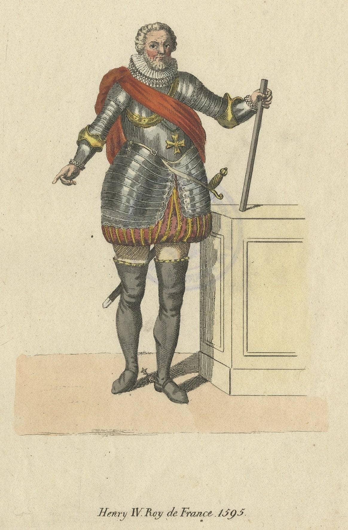 Old Print of King of France Henry IV or Good King Henry or Henry the Great, 1805