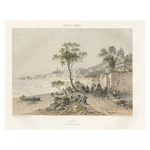 Old Print of Menton in Alpes-Maritimes in Provence-Alpes-Côte d'Azur, France